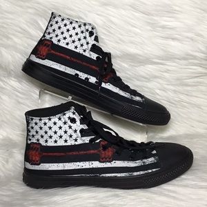 RAAD Red Barbell Flag Men’s High Top Sneakers, 13M